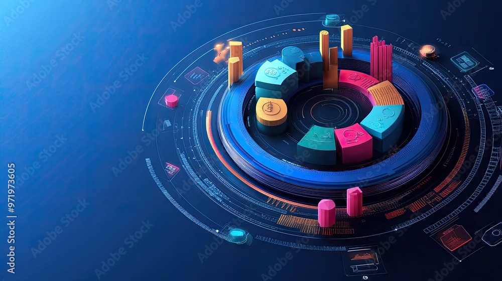 Poster 3d circular infographic showing cost elements in business, with surrounding copy space.