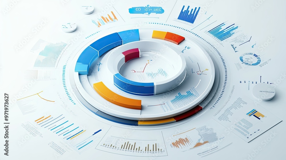 Poster 3d circular infographic showing cost elements in business, with surrounding copy space.