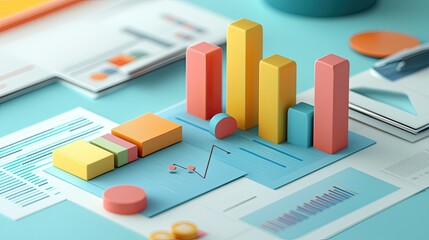 3D cost structure for business showing different sections, with open copy space.