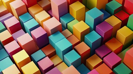 Obraz premium 3D layers illustrating business costs in colorful blocks, top view, with copy space.