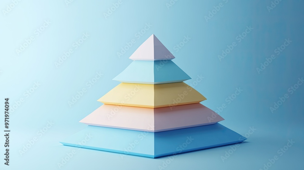 Poster 3d pyramid representing business cost elements in layers, with surrounding copy space.