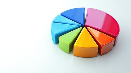 Fototapeta premium 3D pie chart illustrating business cost distribution, on a white surface, copy space.