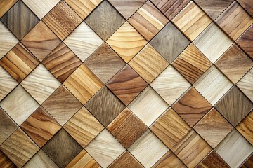 Wood block wall background mosaic wallpaper with light and dark timber diamond tile pattern long shot