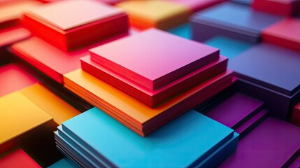 A 3D rendering of cost layers for business in bold colors, with room for copy.