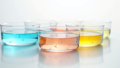  Vibrant liquids in glass beakers perfect for a colorful chemistry experiment