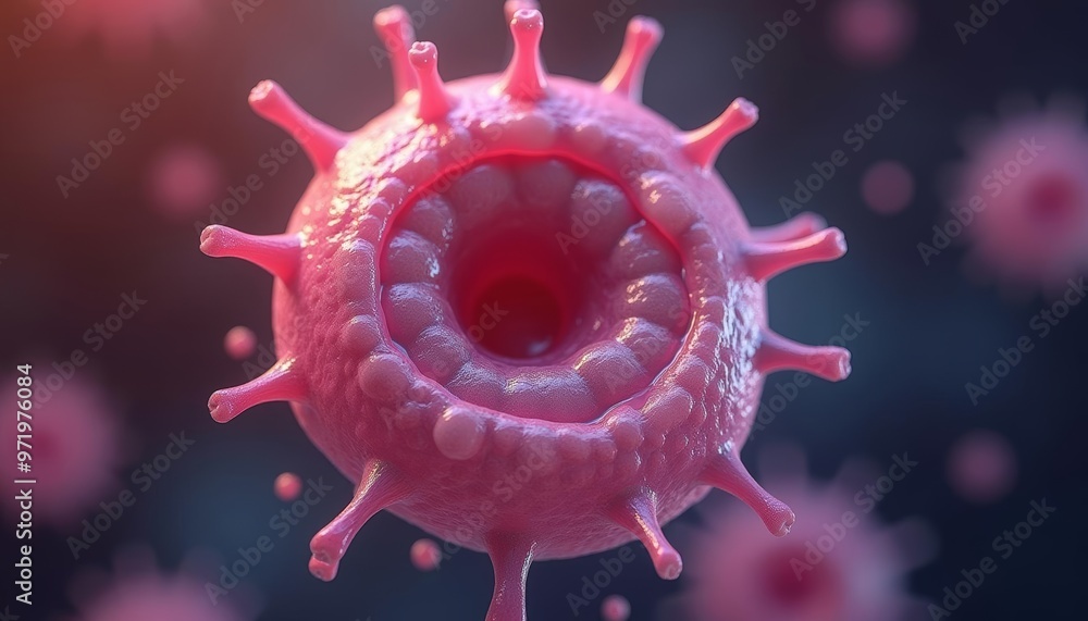 Aufkleber viral vortex a 3d rendering of a virus in motion