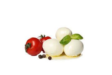 PNG, Mozzarella cheese, tomato and basil, isolated on white background