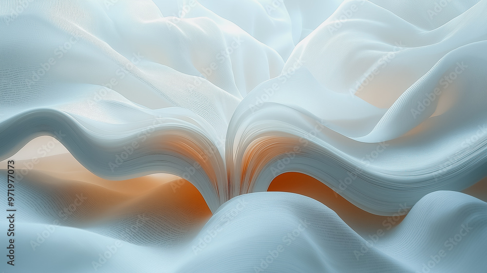 Poster a white fabric with a wave pattern is shown in a blurry image. the fabric appears to be a piece of c