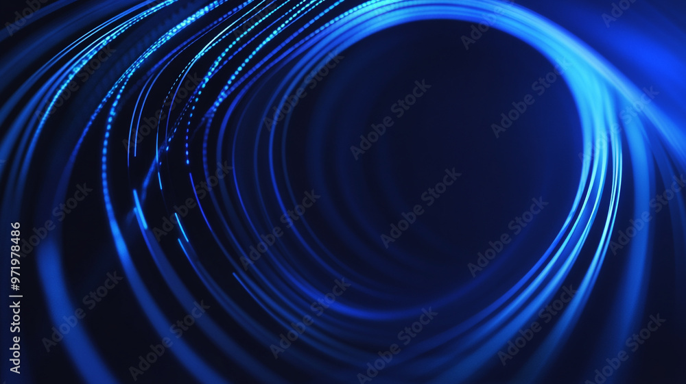 Aufkleber abstract illustration of glowing blue lines creating a dynamic swirl against a dark background