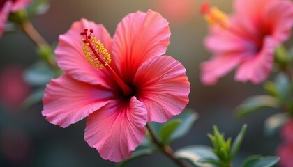 Obraz premium Vibrant Hibiscus Flower in Bloom