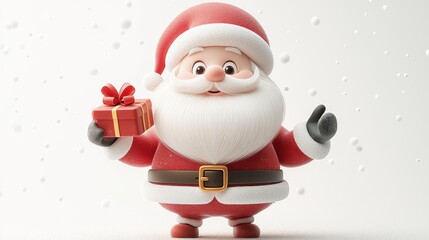 christmas social icon santa claus han holds re gift box cartoon character clip art isolate on white background