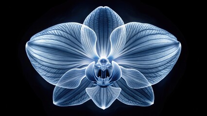 Fototapeta na wymiar X-ray image of orchid flower on black background, symmetrical