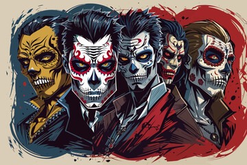 day of dead vampire zombie and werewolf horror