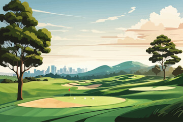 golfer field golf course scenery