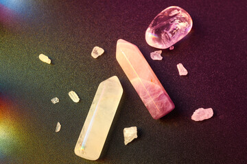 Magic crystals, spiritual esoteric practice for meditation and relax
