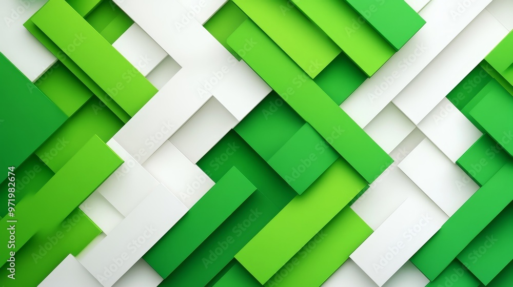Aufkleber a modern, minimalist geometric pattern featuring intersecting green and white rectangles. the design