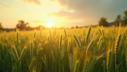 Fototapeta premium Harvesting the golden glow of the sun