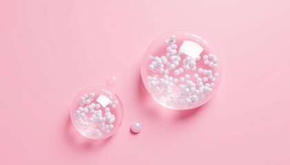  Elegant simplicity  A trio of pearllike spheres on a soft pink backdrop