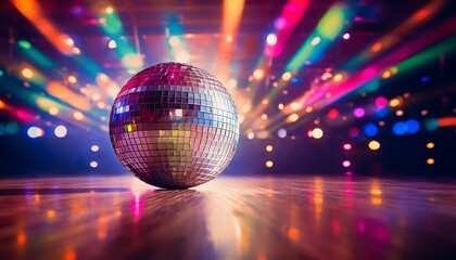 Obraz premium A disco ball on a surface with many colors circle