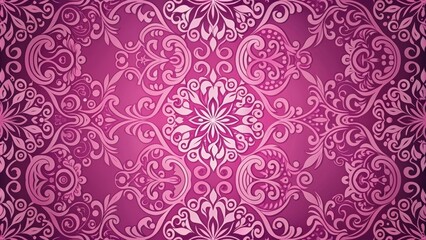 An elegant pink and purple ornamental pattern with intricate designs, floral, swirls, abstract, decorative, vibrant