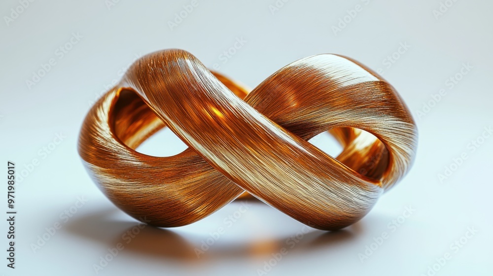 Poster golden tangle tubes unique abstract object design element isolate on white background