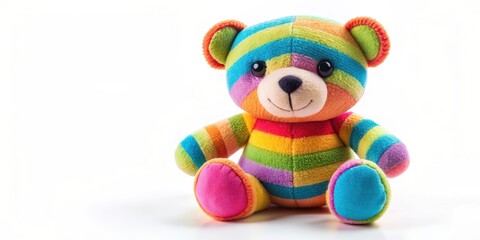 Cute and colorful stuffed peluche toy isolated on white background, peluche, plush, teddy bear, soft, cuddly, toy