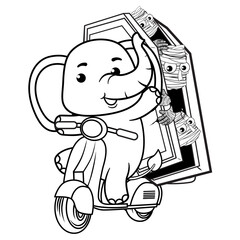 Halloween coloring page with elephant for kids 