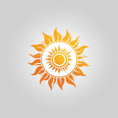 Bright Yellow Sun with Orange Rays on a Crisp White Background