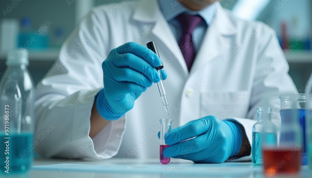 Poster experimenting with precision a scientist at work in a lab