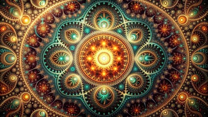 Digital fractal background design with intricate patterns and complex geometric shapes, fractal, background, digital, art