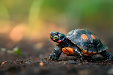 Obraz premium Charming Baby Red-Foot Tortoise in the Wild