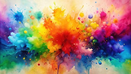 Fototapeta premium Watercolor painting with vibrant colors and splashes , watercolor, painting, bright, colorful, abstract, artistic