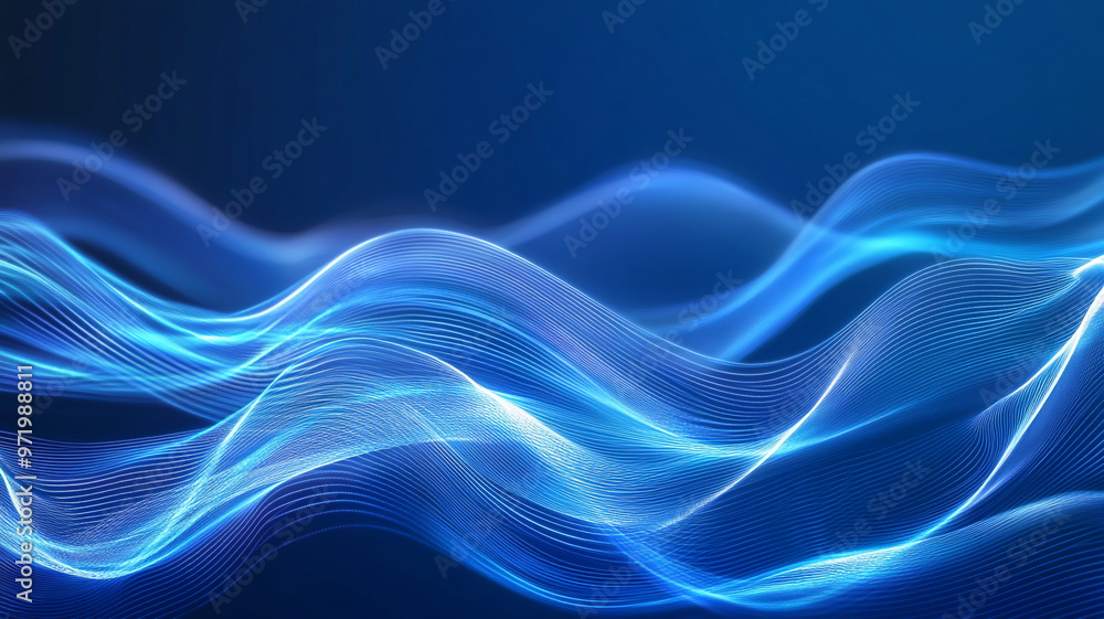 Poster abstract blue wave illustration showcasing dynamic patterns and fluid movement in digital art