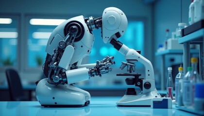  Robotic scientist conducting advanced research in a lab