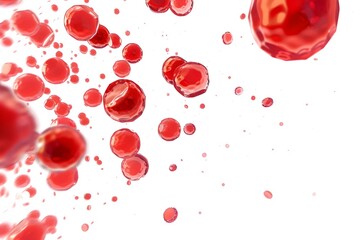 Fototapeta premium Floating and Flowing Red Cells Isolated on White Background