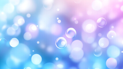 Obraz premium Bright bubbles floating in a dreamy pastel background with soft blue and pink hues
