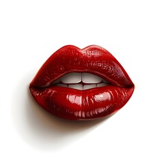 Obraz premium Sensual Crimson Lips Alluringly Isolated on White