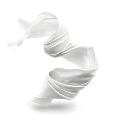 White Paper Flying and Twisting Isolated on Simple Background