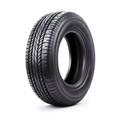 Obraz premium Isolated Tire on White Background Automotive Rubber Wheel for Car Truck or Motorcycle