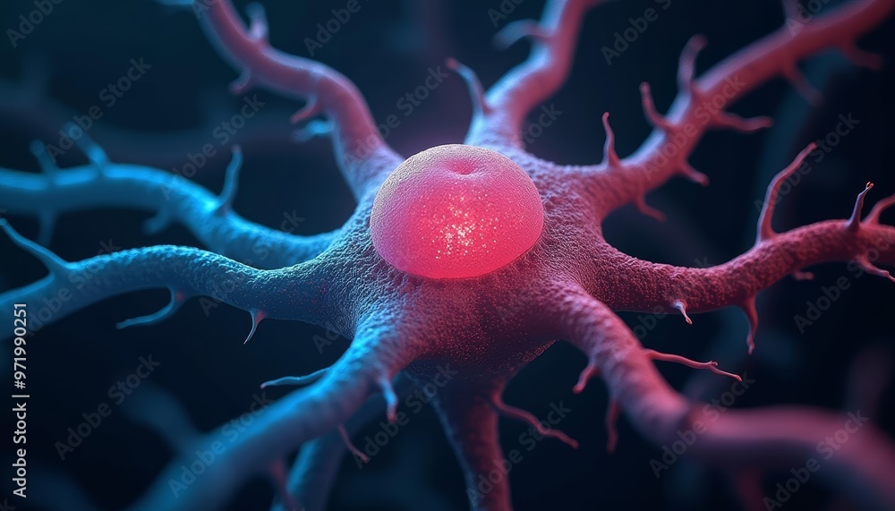 Poster neural network illuminated with vibrant colors