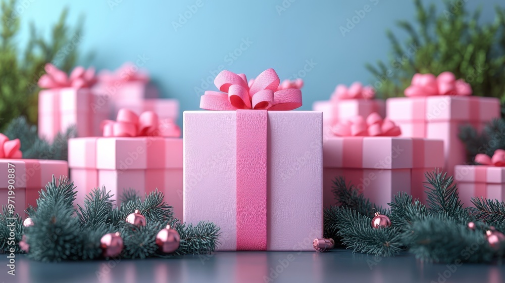 Poster re gift box on top of the stack of blank boxes business metaphor best choice concept unique object i