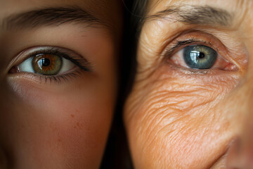 young and old close up
