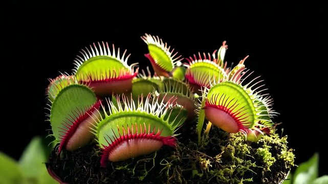 Vivid Venus Flytrap on Dark Background