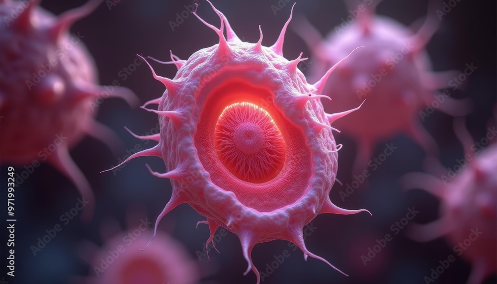 Aufkleber viral particles in a microscopic view illuminated by a bright light source