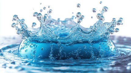 spherical water splash illustration splashing blue liqui clip art isolate on white background
