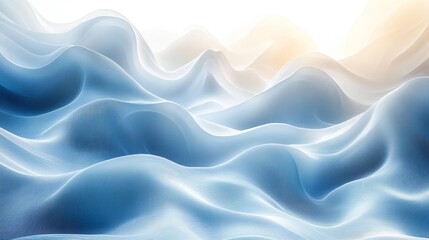 Fototapeta premium Soft Blue Silk Waves with Gradient Lighting Generative AI