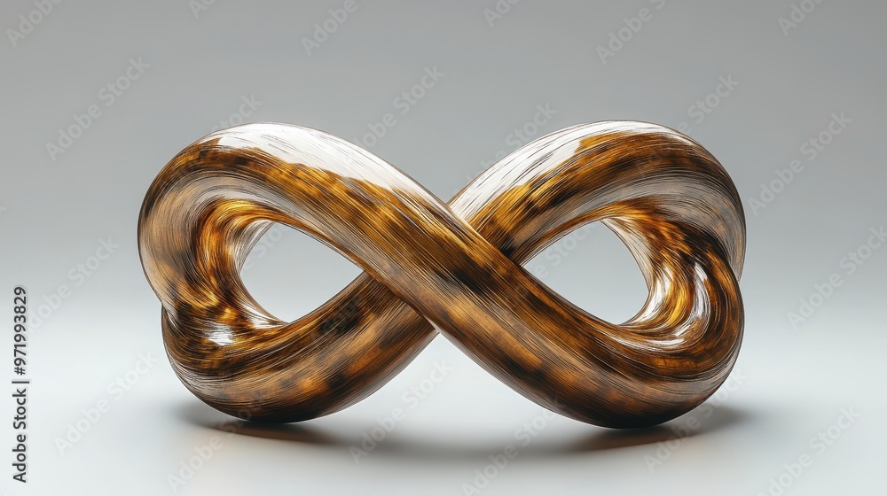 Poster twiste golden loop simple geometric shape unique abstract object design element isolate on white bac