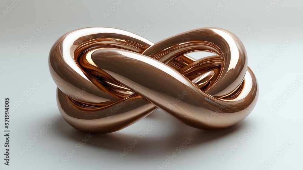 Poster twiste golden loop simple geometric shape unique abstract object design element isolate on white bac