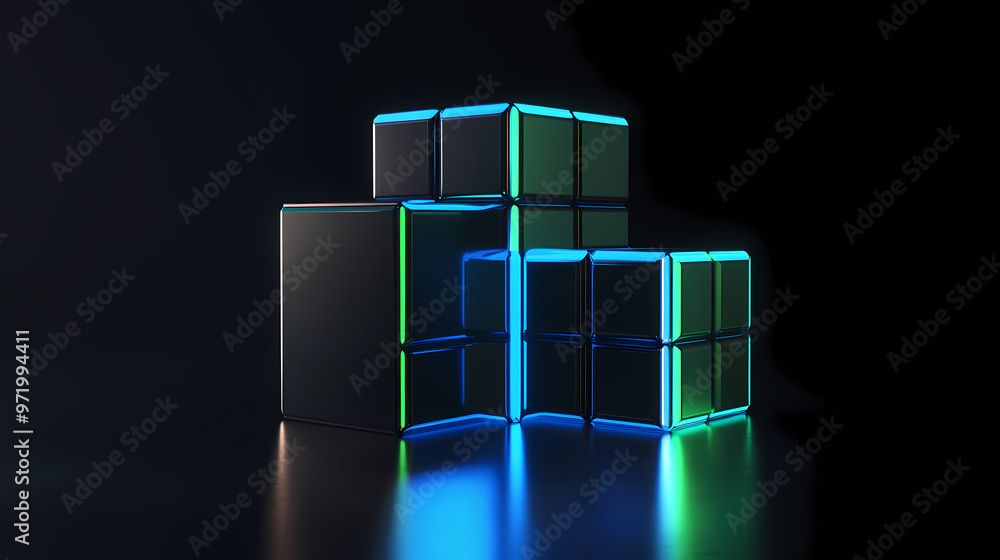 Poster digital cube with a futuristic tech feel