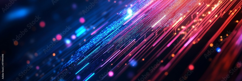 Aufkleber an abstract technological background featuring dynamic lines of light, symbolizing speed, innovation